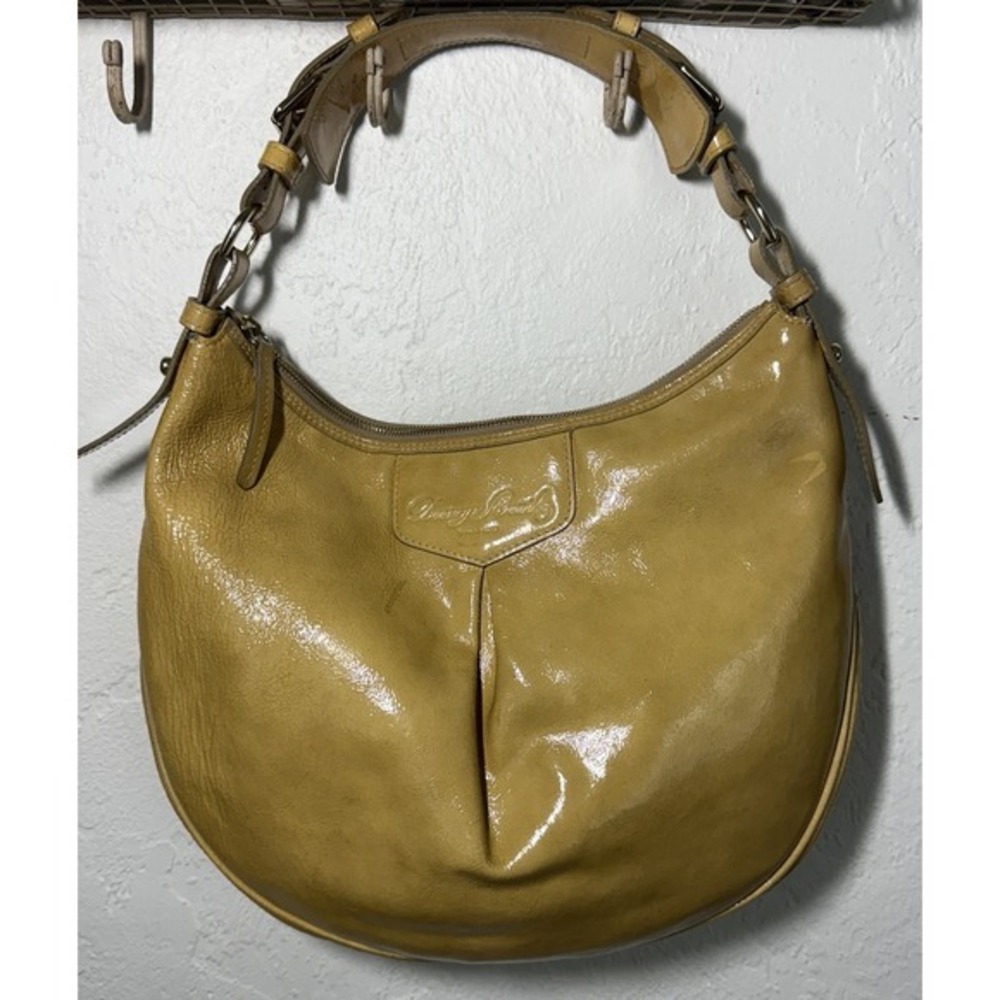 Dooney &‎ Bourke LUISA Patent leather Hobo Fall Yellow Large Shoulder Bag VG